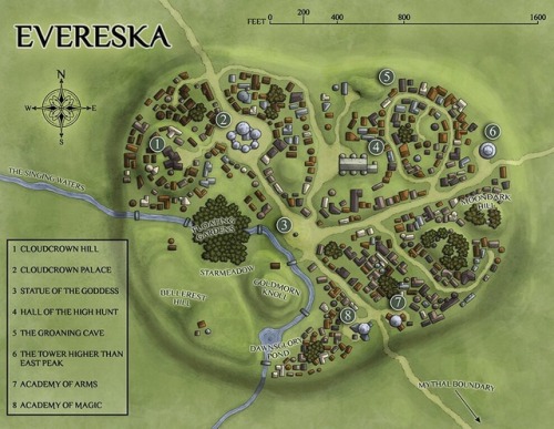 venatusmaps:  The high-magic Elven city of Everska, popularized in the 3.5 edition of Dungeons and Dragons. Created as part of a commission.