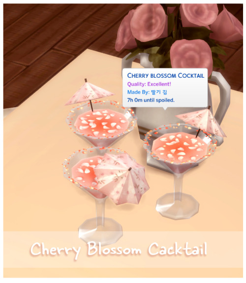 April 2022 Recipe_Cherry Blossom Drinks ※ Need Recipe Pack Mod Latest Version (22.04.06 version) ※ 