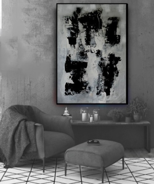 B&amp;W Series Acrylic Painting on Canvas 90x150cm DM for purchase #art #arte #abstract #abstrac