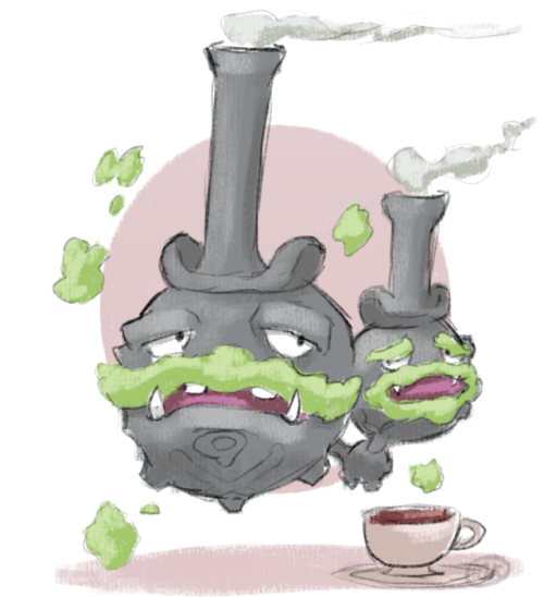 mango-kimchy:“Care for some tea?”I had to sketch the Gentleman Weezing as soon as I saw it.