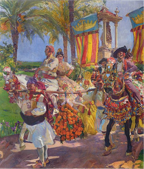 Valencia, Couples on horseback, 1916, Joaquín SorollaMedium: oil,canvas