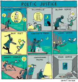 incidentalcomics:  Poetic Justice Happy National Poetry Month! This comic appears in the April 3 New York Times Book Review.  Check out more Incidental Comics on poetry at my poster shop. Support Incidental Comics on Patreon. 