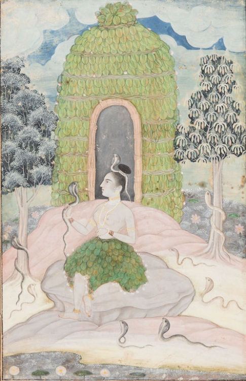 Ascetic Princess with Snakes in a Wilderness Asavari Ragini, from a Ragamala, c. 1650.