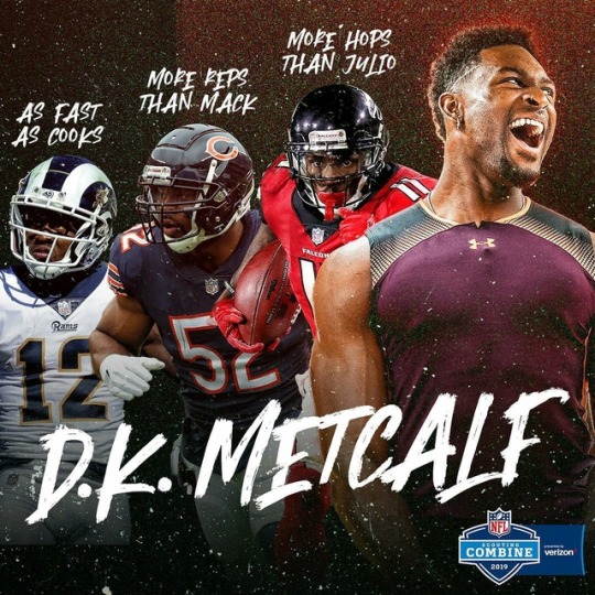 the-football-chick:  WR DK Metcalf stealing the show at the NFL Combine Mar. 2, 2019