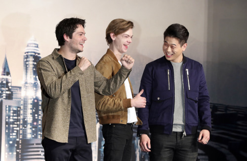Dylan O’Brien, Thomas Brodie-Sangster and Ki Hong Lee attend the ‘Maze Runner: The Death Cure’ Press