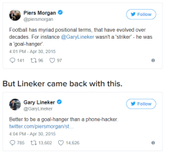 A Selection Of The Times Gary Lineker Eviscerated Piers Morgan On Twitter.