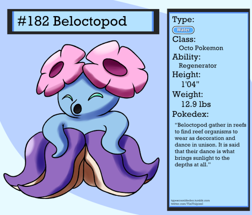 182 - BeloctopodOcto Pokemon“Beloctopod gather in reefs to find reef organisms to wear as decoration