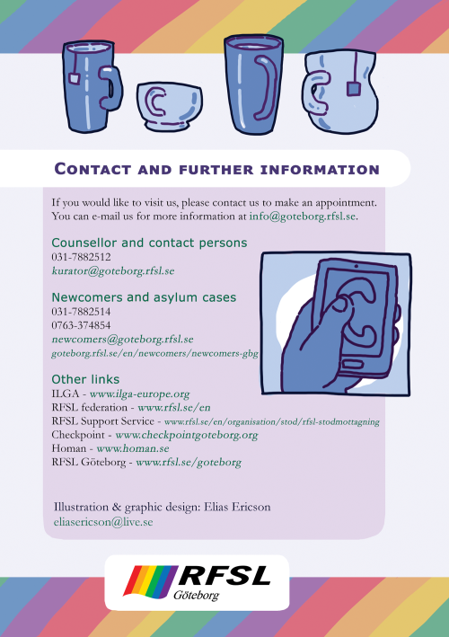 Graphic design and illustration for a brochure with information about Newcomers Göteborg, a social p