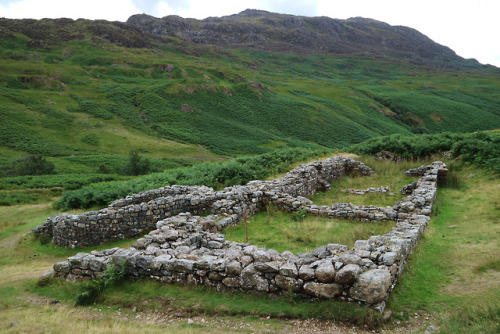 Roman Bathhouse, Hardknott Roman Fort, Cumbria, 31.7.18.The harsh landscape of the Lake District pro