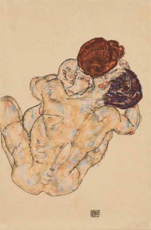 thunderstruck9:Egon Schiele (Austrian, 1890-1918), Mann und Frau (Umarmung) [Man and Woman (Embrace)