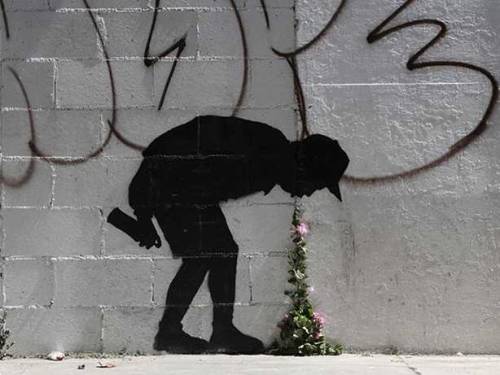 Graffiti Art in LA. Banksy Street art in Los Angeles, CA.