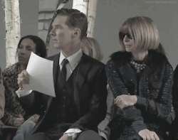 benedictervention:  benedict-the-cumbercookie:  Boss fashion show fall/winter 2014  X  I know how he feels. He has just that effect on me! Great quality on this one! 