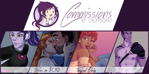 calypxoart: Hey y’all! Commissions are officially OPEN once more! For all your OC’s kissing needs (o
