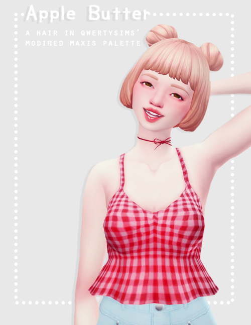 - ̗̀ Apple Butter  ̖́-a new hair!comes in @qwertysims‘s modified maxis paletteu need mosc