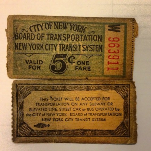 kategardiner:Look what @wnycarchives found! Old NYC subway tickets.