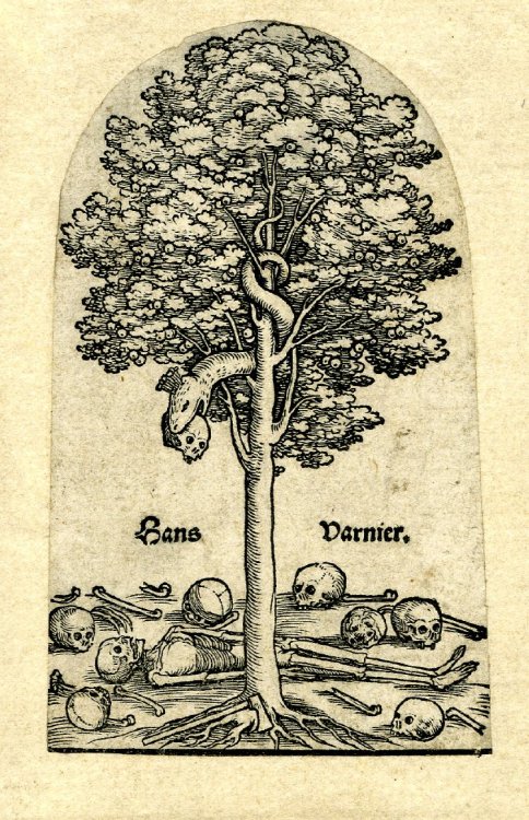 blackpaint20: Printer’s device of Hans Varnier the Elder; the Tree of Knowledge with the serpe