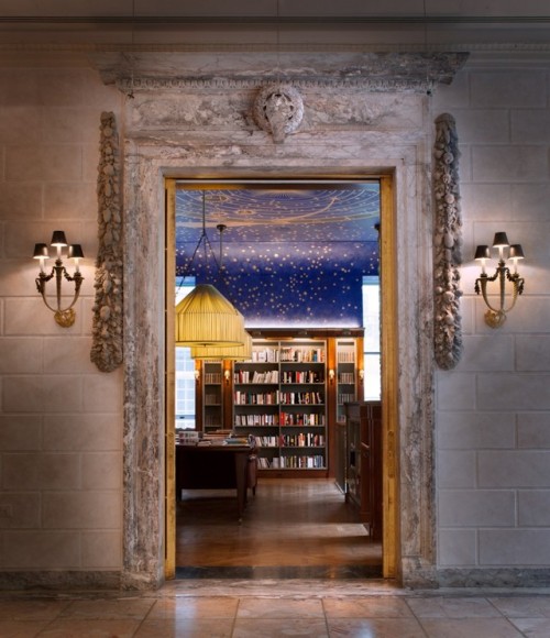 magicalhomesandstuff:Handpainted ceiling of the Albertine Bookstore, located in the French Embassy i