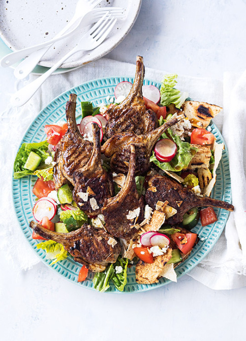 Summer Salad goals! Sumac Lamb Cutlets With Feta Fattoush 