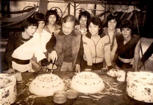 The Venoms on the set of “Shaolin Rescuers” with director Chang Cheh. 