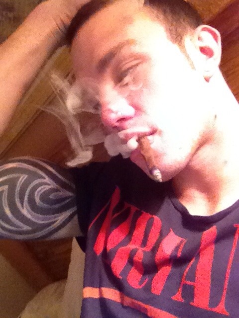 homogayboyus:  Sexy man! Big dick! And smokes!!!  Perfection!   I want Cliff Jenson
