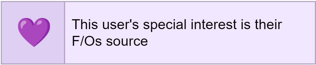 this users special interest is their fos source