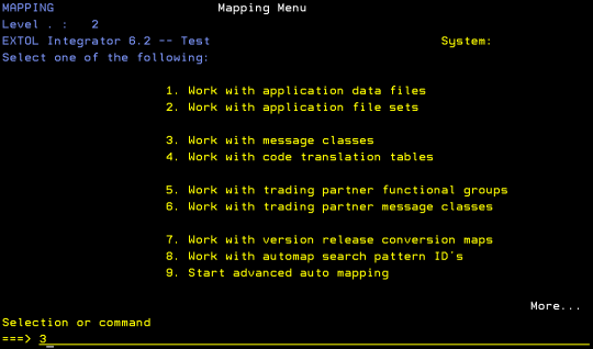 cleo extol integrator mapping menu  work with message classes substring