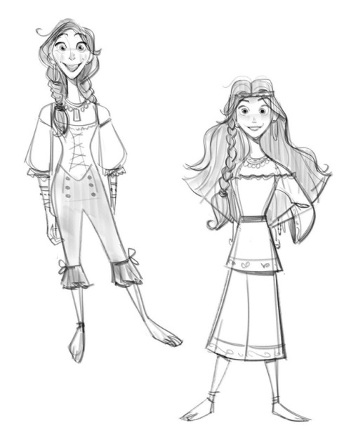 Early sketches of Willow, the Queen’s sister, from this weekend’s Tangled episode. #tang