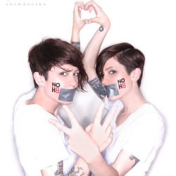 somniumtextrix:  Tegan and Sara NoH8 photo enhanced comparison