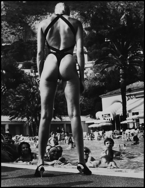 lostpolaroids:   Brigitte Nielsen at the Monte-Carlo Beach Hotel by Helmut Newton, 1987  