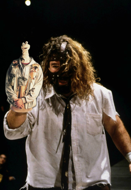 Mankind with Sockhead from Freaked on his hand