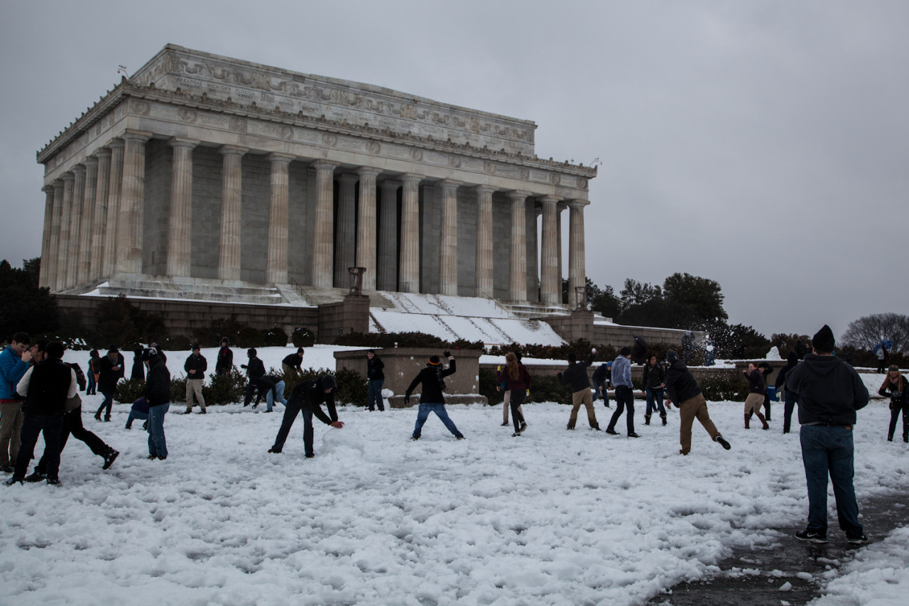 Snowball fight at the Lincoln