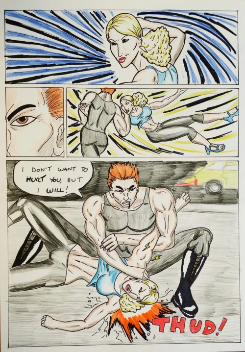 Kate Five vs Symbiote comic Page 169  An armdrag takedown into an arm bar!  Centennia appears courtesy of cosmicbeholder