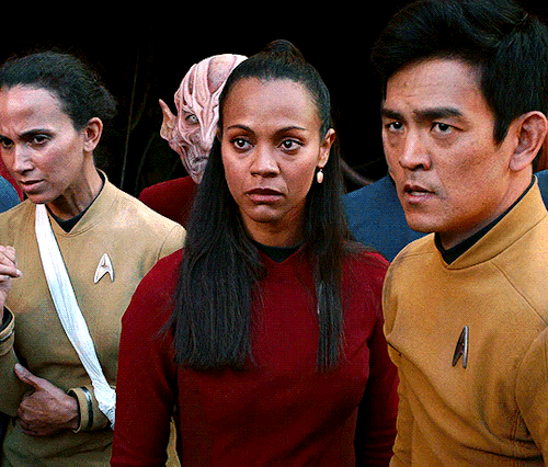 movie-gifs:I am Lieutenant Nyota Uhura of the U.S.S. Enterprise. And you have committed an act of wa