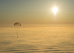 sixpenceee:Soyuz spacecraft returns to Earth,