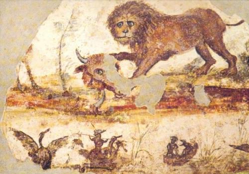 romegreeceart:A Roman fresco from Ostia AnticaPhoto source: Ostia.antiga.org