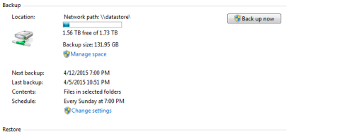 The unsung hero: Windows Backup. I don’t even remember setting up automatic backups at all. 