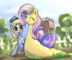 theponyartcollection:  Fluttersnail Mail by *GSphere  omg, Fluttersnail is adorable &lt;3 