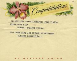 wnyc:    Eleanor Roosevelt’s 1959 booty call telegram to her favorite burlesque dancer wins the web this week, but here are some other great things that happened, too: bit.ly/1Kl2cca 