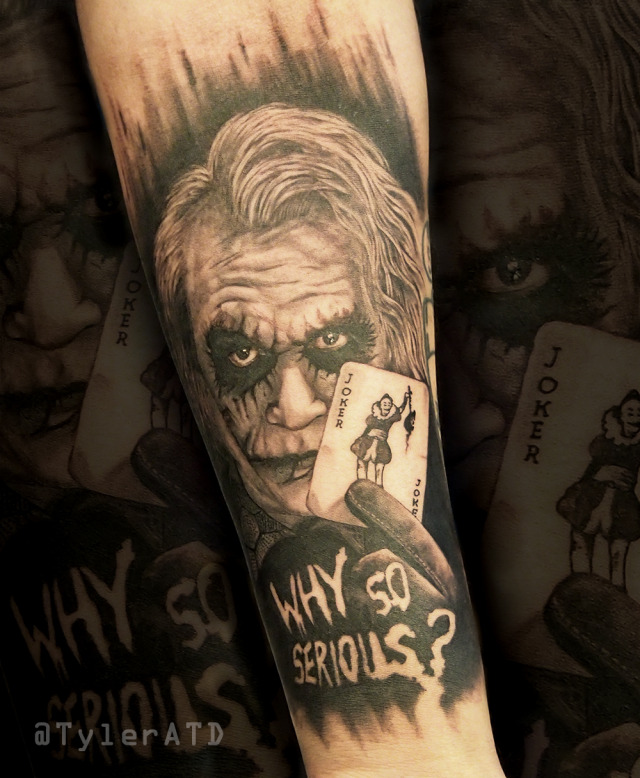 Chameleon Tattoo  Heath Ledger joker on forearm by Lisa Check out more of  Lisas work on instagram lisamci and facebook Lisa McIntyre Like and share  this post to be in with
