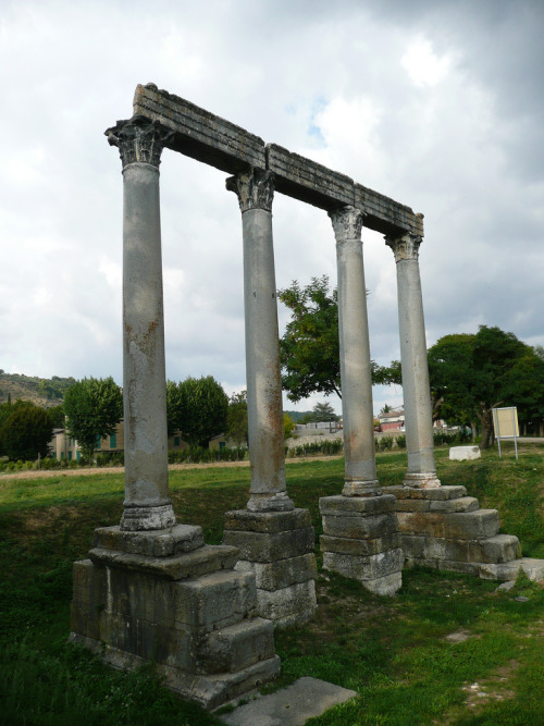 The remains of the Roman Temple of Apollo, where four Corinthian columns yet stand. Located in&