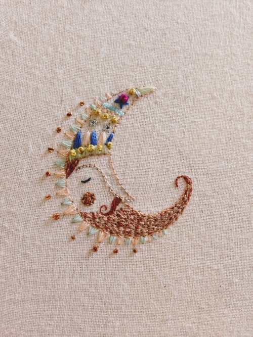 openyourthird-eye:upclosefromafar:meganivygriffiths:Moon man embroiderymegangriffithsillustration.co