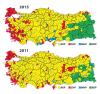 Results of 2015 Turkish general elections compared with 2011 general elections - district level.