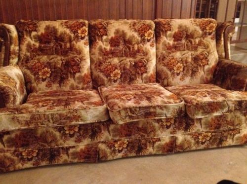 vintageeveryday:These ugly couches that everybody’s grandparents had in their living room!