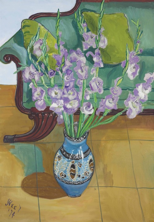 Gladiolas  -  Alice Neel   1974American, 1900-1984