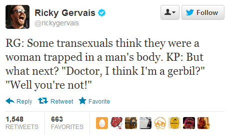 tygalpin:lynthedarkbitch:today’s episode of Shitty Unfunny Assholes, starring: Ricky Gervais!time fo