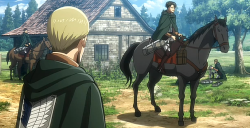 ask-levi-heicho:  Its been 6 minutes and am still wondering how he got on that horse. 