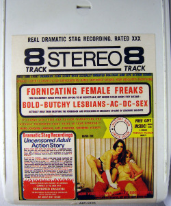 ambidextrously-erotic:  retropornophile:  &ldquo;Fornicating Female Freaks&rdquo; ~ vintage 1970s 8-track tape cartridge audio porn  The copy text on this 8-track is fucking amazing! ~AE