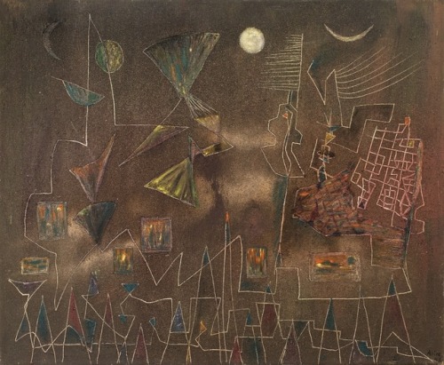 thatsbutterbaby: Alice Rahon, The Sky Above the City, 1945.  Oil and sand on canvas,     60.7 × 73.4