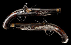 peashooter85:Pair of wonderfully decorated flintlock pistols from Northern Italy, late 18th century.