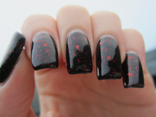 Indoor picture of a frankenpolish that I made. It’s quite similar to Deborah Lippmann Ruby Red Slipp